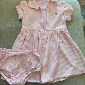 Ralph Lauren Pink Striped Casual Kids Dress